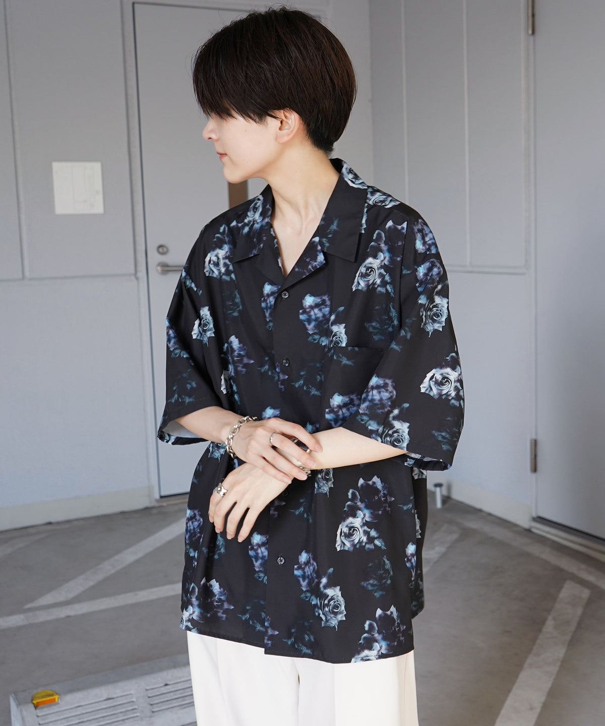 ビッグシルエット オープンカラー総柄半袖シャツ フラワー / 幾何学 25SS