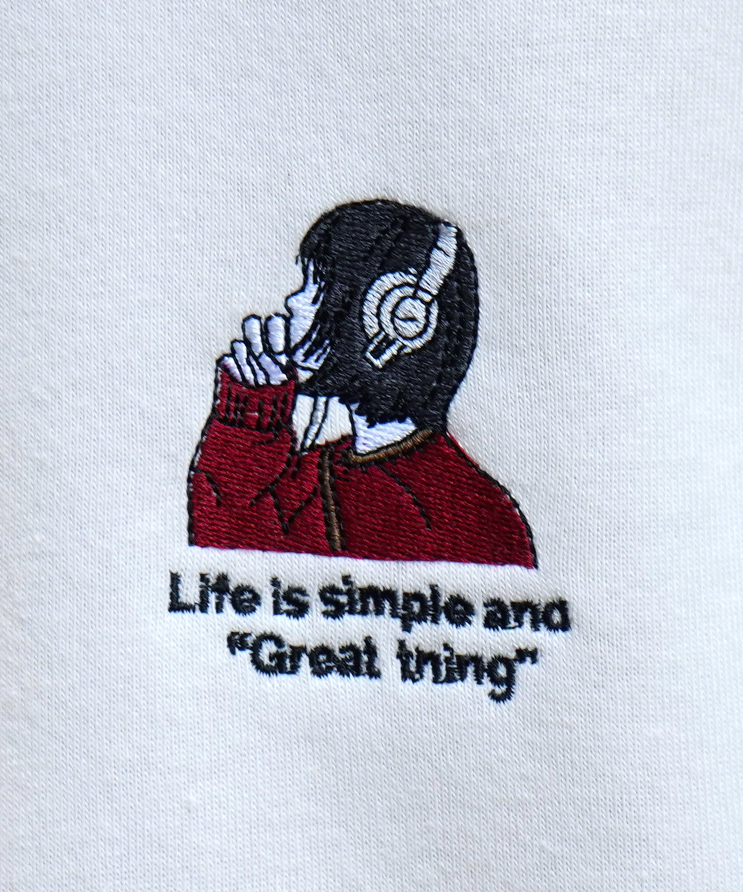 ヘッドホンガール イラストワンポイント刺繍 ビッグシルエット 裏起毛プルオーバースウェット