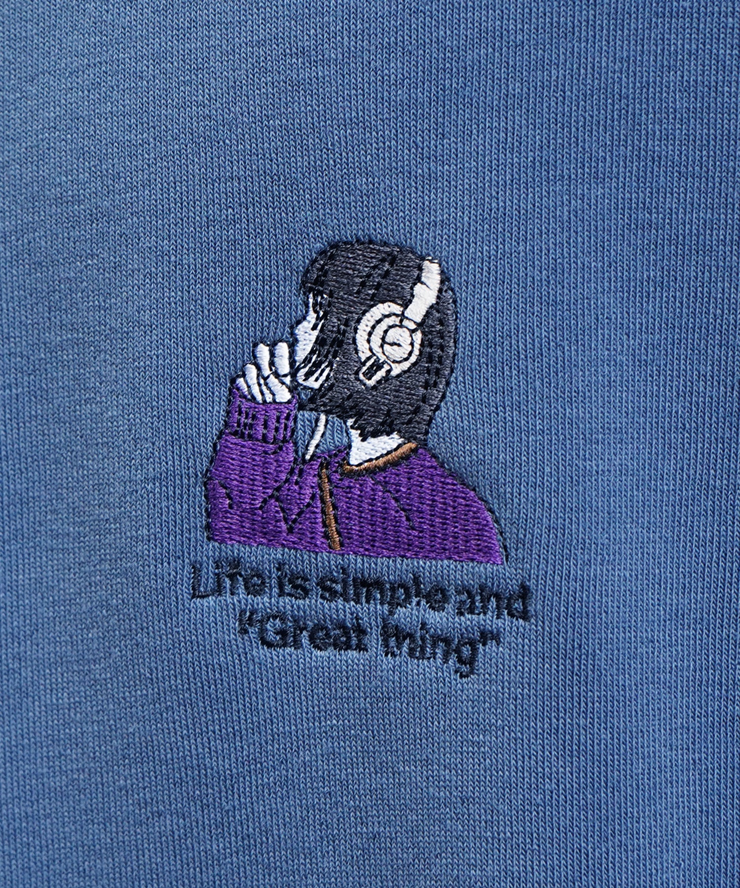 ヘッドホンガール イラストワンポイント刺繍 ビッグシルエット 裏起毛プルオーバースウェット