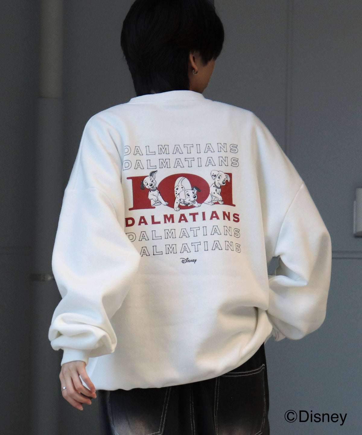 【Disney / ディスニー】 101わんちゃん バックプリント ビッグシルエットプルオーバー クルースウェット