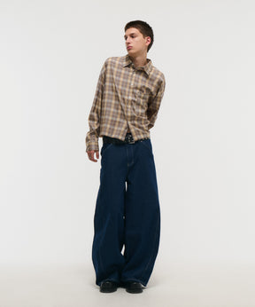 SHORT-BODY LONG-SLEEVED CHECKED SHIRT / ショート丈長袖チェックシャツ