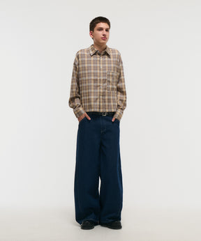 SHORT-BODY LONG-SLEEVED CHECKED SHIRT / ショート丈長袖チェックシャツ
