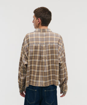 SHORT-BODY LONG-SLEEVED CHECKED SHIRT / ショート丈長袖チェックシャツ