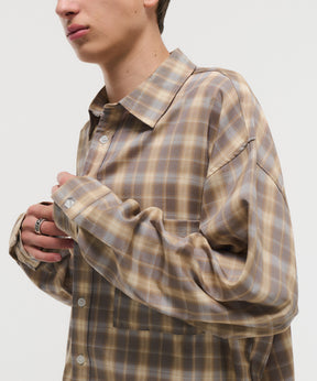 SHORT-BODY LONG-SLEEVED CHECKED SHIRT / ショート丈長袖チェックシャツ