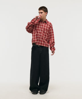 SHORT-BODY LONG-SLEEVED CHECKED SHIRT / ショート丈長袖チェックシャツ