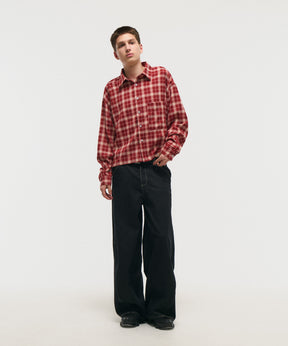 SHORT-BODY LONG-SLEEVED CHECKED SHIRT / ショート丈長袖チェックシャツ