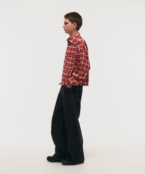 SHORT-BODY LONG-SLEEVED CHECKED SHIRT / ショート丈長袖チェックシャツ