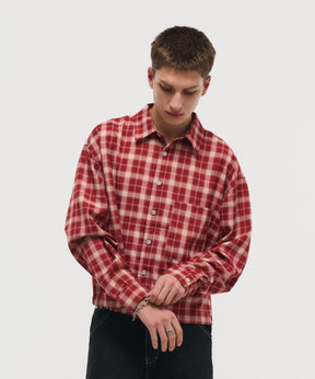 SHORT-BODY LONG-SLEEVED CHECKED SHIRT / ショート丈長袖チェックシャツ
