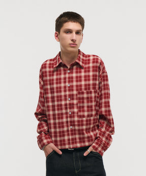 SHORT-BODY LONG-SLEEVED CHECKED SHIRT / ショート丈長袖チェックシャツ