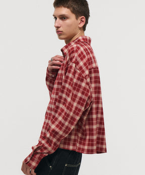 SHORT-BODY LONG-SLEEVED CHECKED SHIRT / ショート丈長袖チェックシャツ