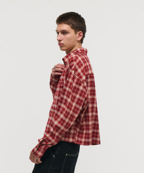 SHORT-BODY LONG-SLEEVED CHECKED SHIRT / ショート丈長袖チェックシャツ