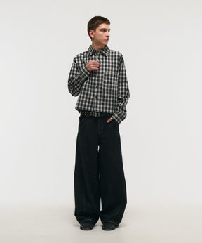 SHORT-BODY LONG-SLEEVED CHECKED SHIRT / ショート丈長袖チェックシャツ