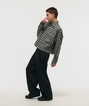 SHORT-BODY LONG-SLEEVED CHECKED SHIRT / ショート丈長袖チェックシャツ