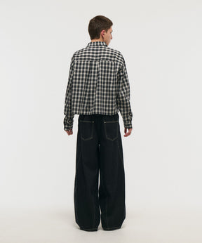 SHORT-BODY LONG-SLEEVED CHECKED SHIRT / ショート丈長袖チェックシャツ