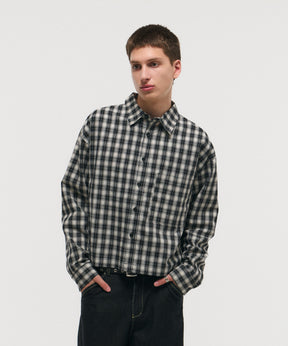 SHORT-BODY LONG-SLEEVED CHECKED SHIRT / ショート丈長袖チェックシャツ