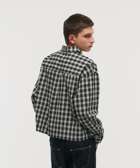 SHORT-BODY LONG-SLEEVED CHECKED SHIRT / ショート丈長袖チェックシャツ