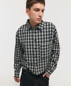 SHORT-BODY LONG-SLEEVED CHECKED SHIRT / ショート丈長袖チェックシャツ