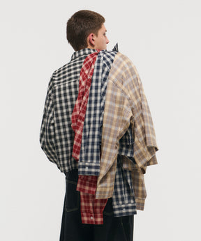 SHORT-BODY LONG-SLEEVED CHECKED SHIRT / ショート丈長袖チェックシャツ
