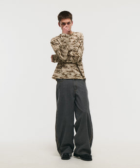 HENLEY CAMO WAFFLE LONG-SLEEVE TEE / カモ総柄ヘンリーネックサーマルロンT