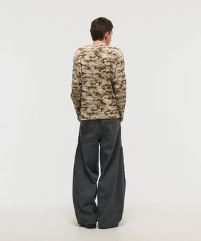 HENLEY CAMO WAFFLE LONG-SLEEVE TEE / カモ総柄ヘンリーネックサーマルロンT