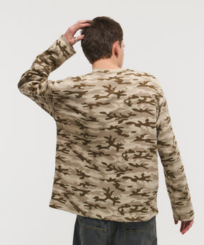 HENLEY CAMO WAFFLE LONG-SLEEVE TEE / カモ総柄ヘンリーネックサーマルロンT