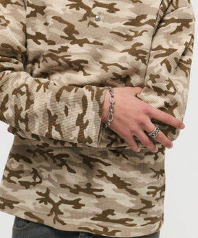 HENLEY CAMO WAFFLE LONG-SLEEVE TEE / カモ総柄ヘンリーネックサーマルロンT