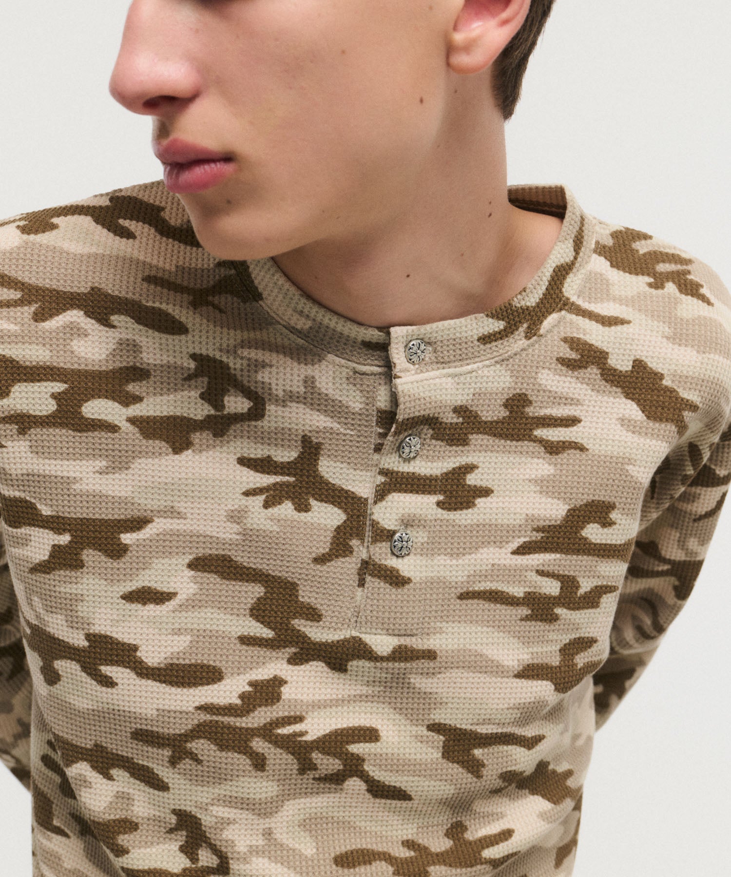 ILL'S | HENLEY CAMO WAFFLE LONG-SLEEVE TEE / カモ総柄ヘンリー