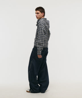 SHORT-BODY LONG-SLEEVED CHECKED SHIRT / ショート丈長袖チェックシャツ