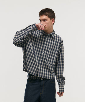 SHORT-BODY LONG-SLEEVED CHECKED SHIRT / ショート丈長袖チェックシャツ