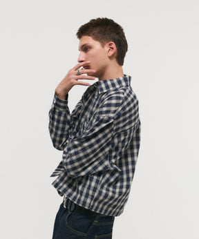 SHORT-BODY LONG-SLEEVED CHECKED SHIRT / ショート丈長袖チェックシャツ