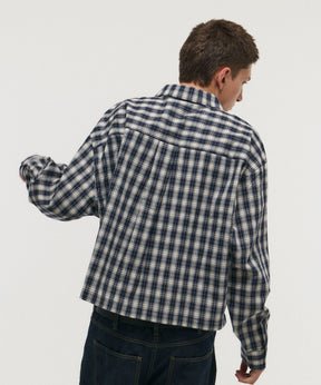 SHORT-BODY LONG-SLEEVED CHECKED SHIRT / ショート丈長袖チェックシャツ