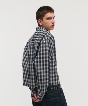 SHORT-BODY LONG-SLEEVED CHECKED SHIRT / ショート丈長袖チェックシャツ