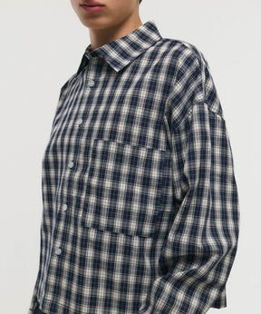 SHORT-BODY LONG-SLEEVED CHECKED SHIRT / ショート丈長袖チェックシャツ