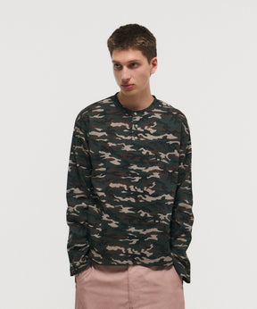 HENLEY CAMO WAFFLE LONG-SLEEVE TEE / カモ総柄ヘンリーネックサーマルロンT