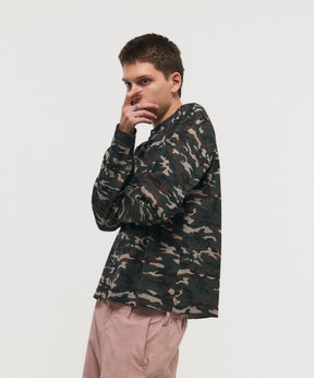 HENLEY CAMO WAFFLE LONG-SLEEVE TEE / カモ総柄ヘンリーネックサーマルロンT