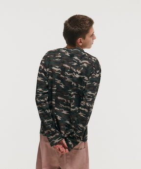 HENLEY CAMO WAFFLE LONG-SLEEVE TEE / カモ総柄ヘンリーネックサーマルロンT