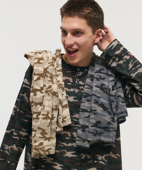 HENLEY CAMO WAFFLE LONG-SLEEVE TEE / カモ総柄ヘンリーネックサーマルロンT