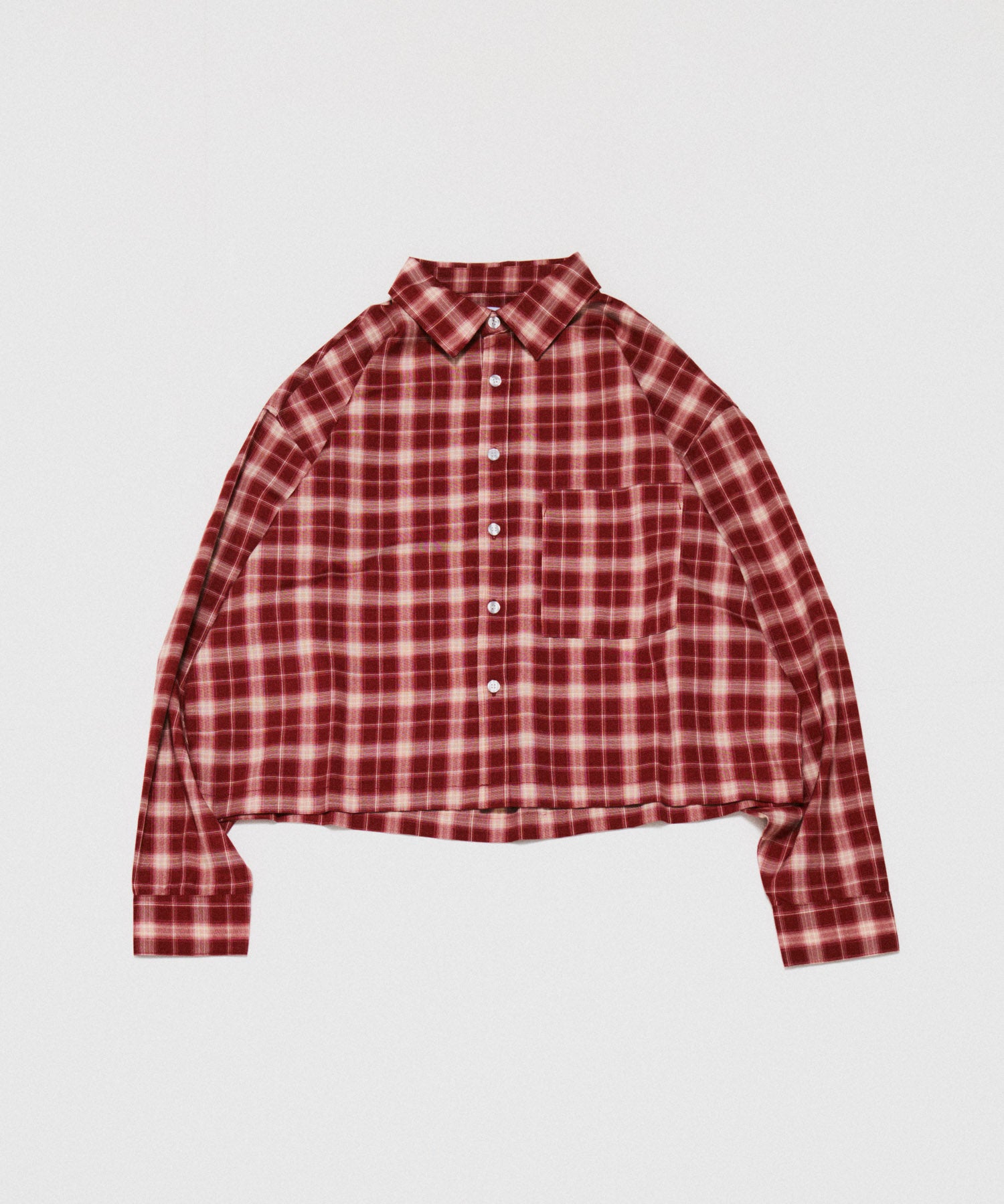 SHORT-BODY LONG-SLEEVED CHECKED SHIRT / ショート丈長袖チェックシャツ