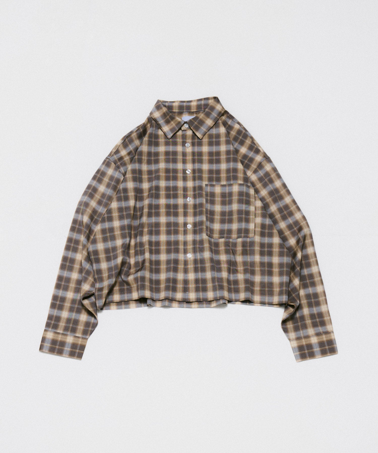 SHORT-BODY LONG-SLEEVED CHECKED SHIRT / ショート丈長袖チェックシャツ
