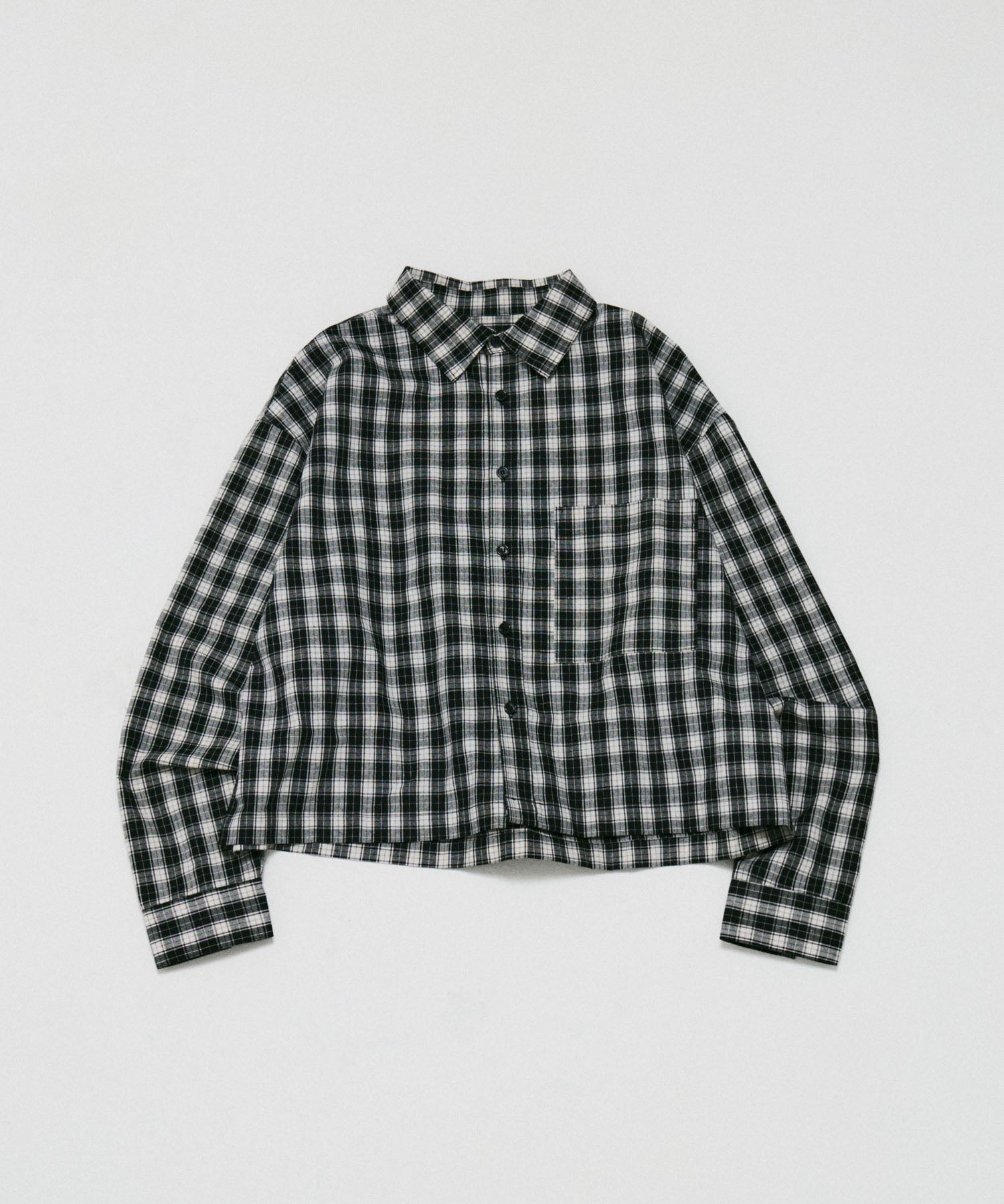 SHORT-BODY LONG-SLEEVED CHECKED SHIRT / ショート丈長袖チェックシャツ