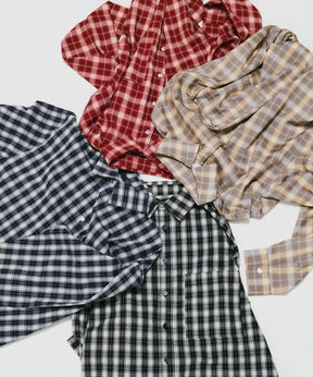 SHORT-BODY LONG-SLEEVED CHECKED SHIRT / ショート丈長袖チェックシャツ