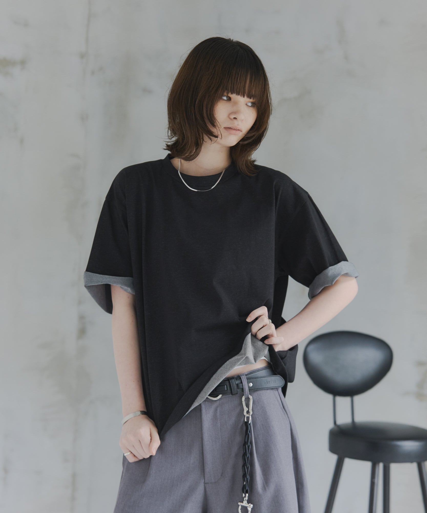 Turn-Up Sleeve T-Shirt / 2wayスリーブTシャツ