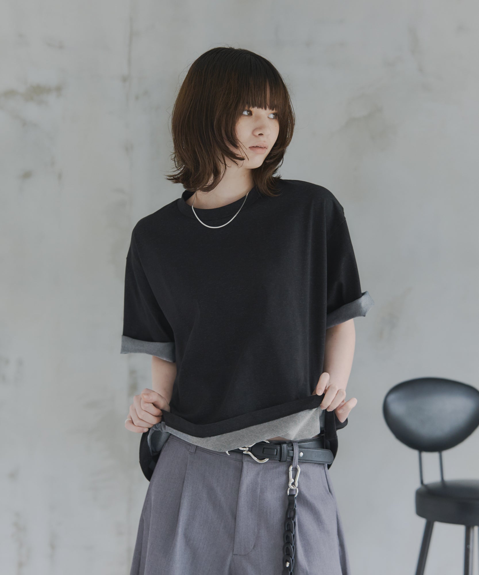 Turn-Up Sleeve T-Shirt / 2wayスリーブTシャツ