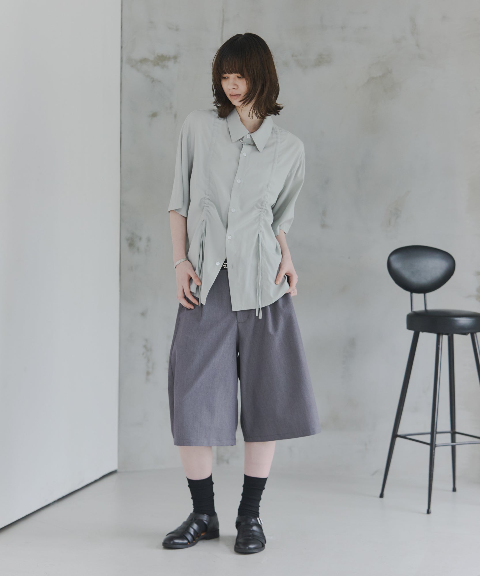 Gathered Short-Sleeve Shirt / ギャザー入り半袖シャツ