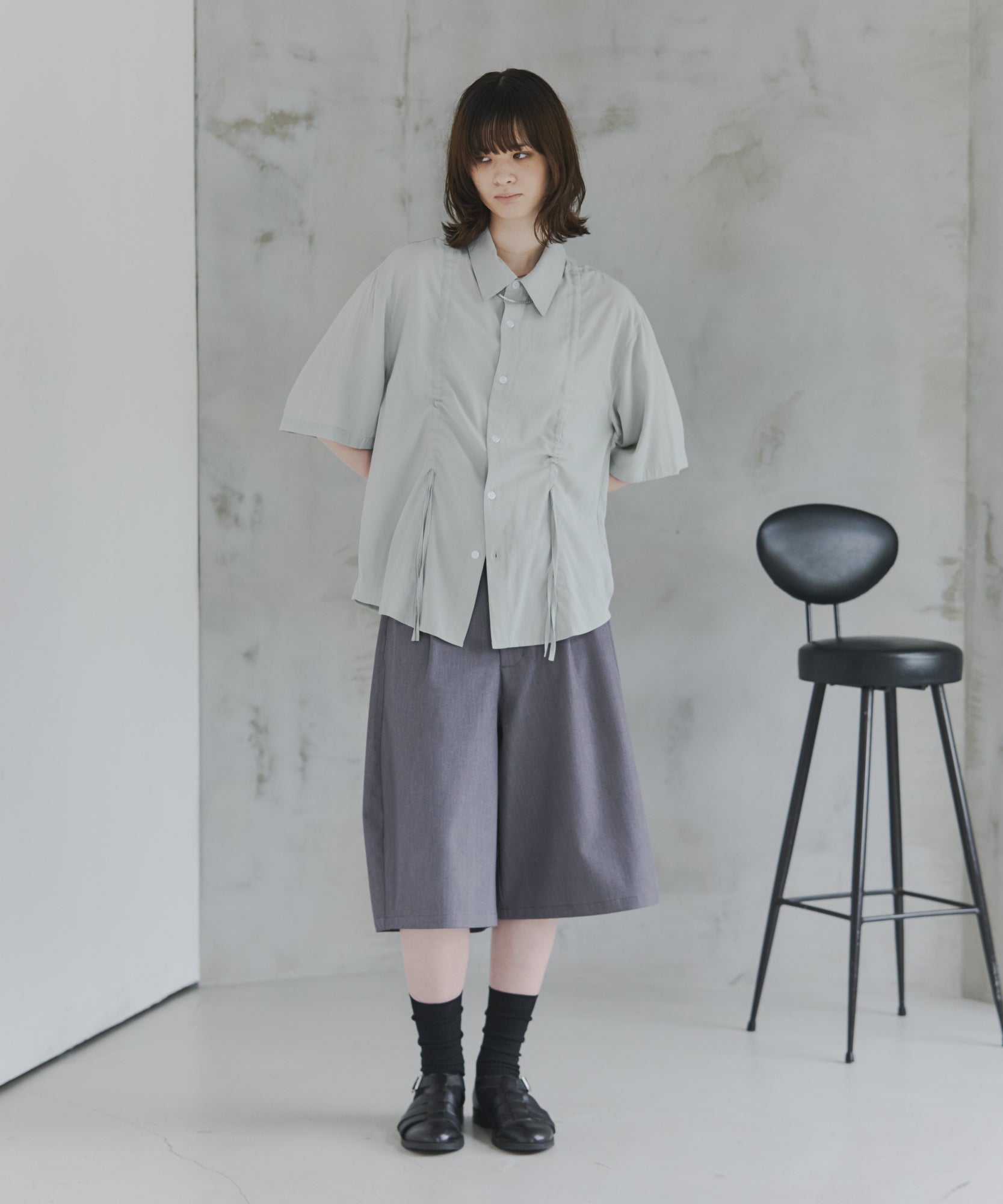 Gathered Short-Sleeve Shirt / ギャザー入り半袖シャツ