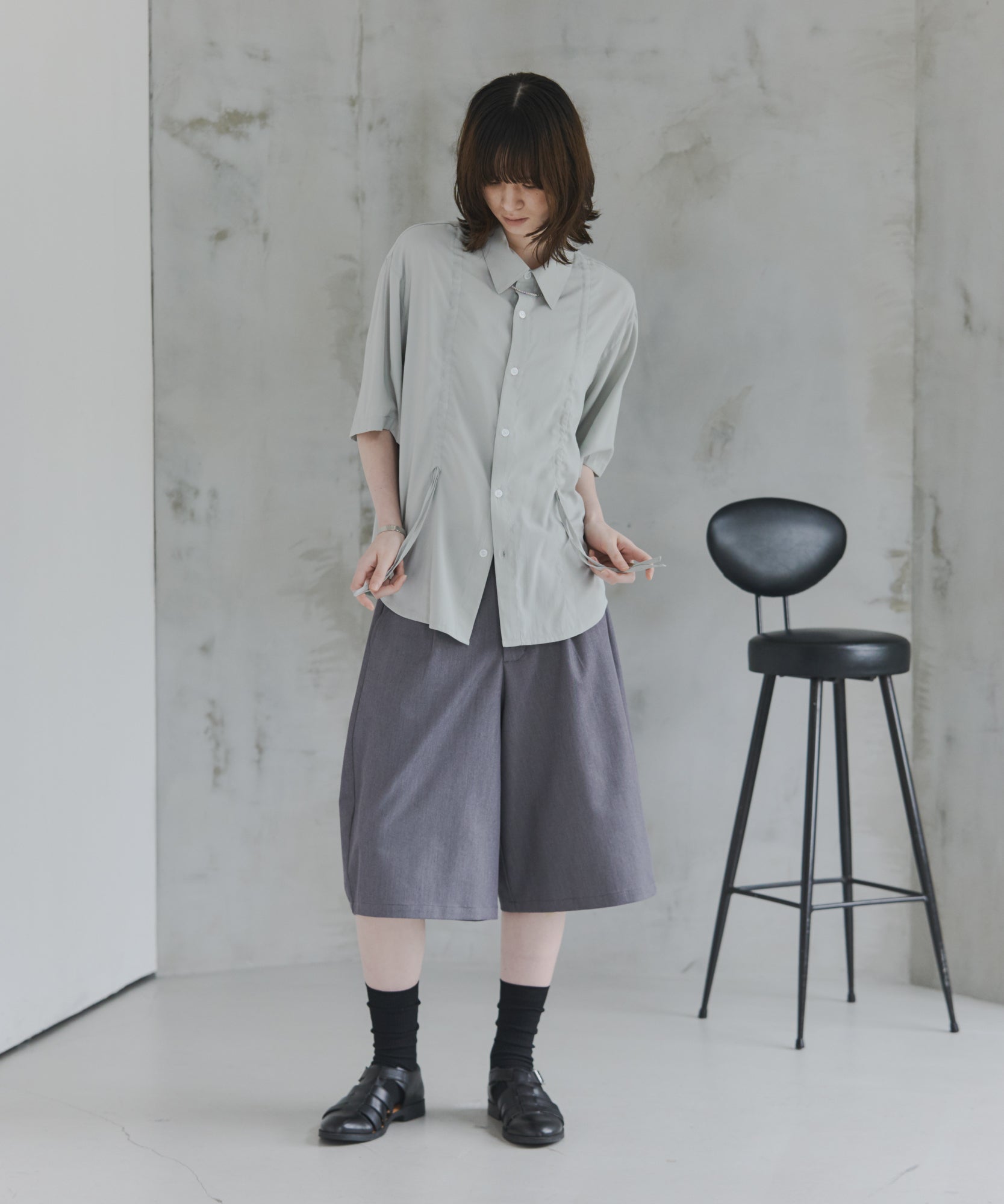 Gathered Short-Sleeve Shirt / ギャザー入り半袖シャツ