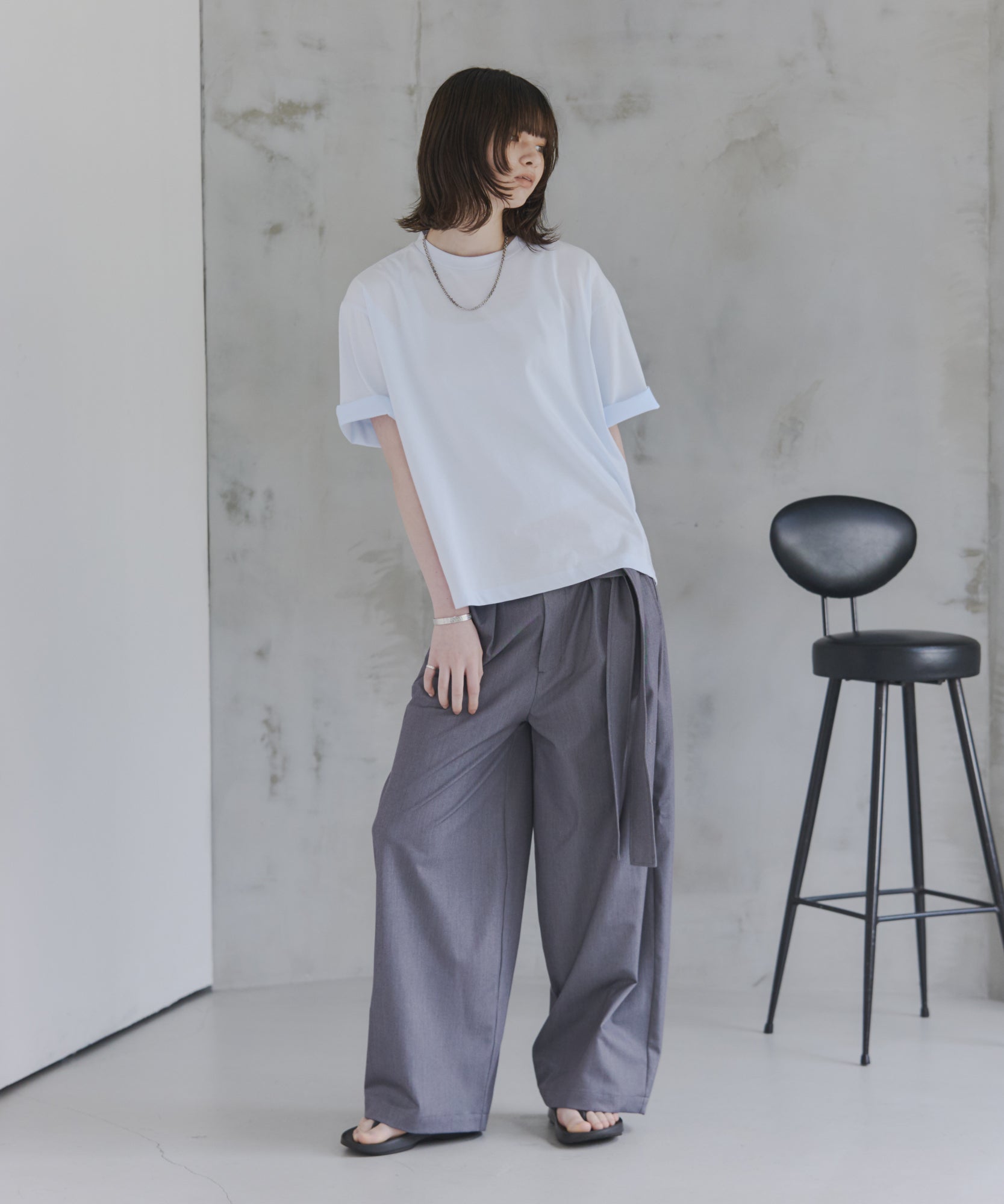 Belted Slacks Wide Pants / ベルト付きワイドパンツ