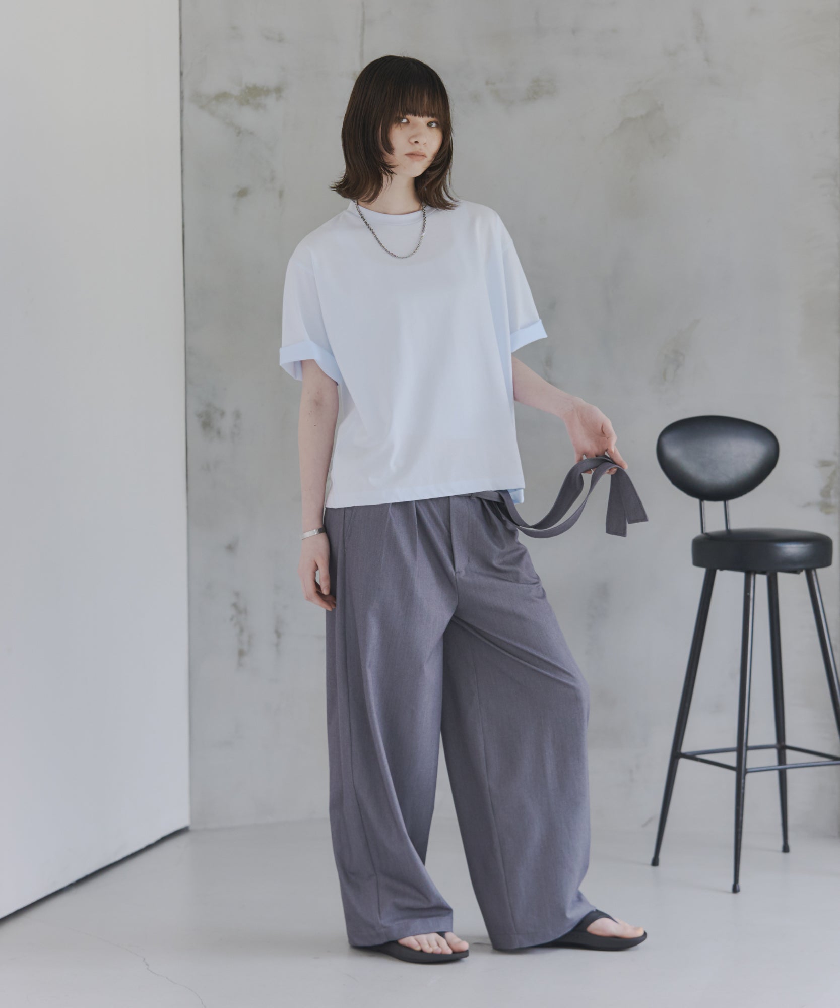Belted Slacks Wide Pants / ベルト付きワイドパンツ
