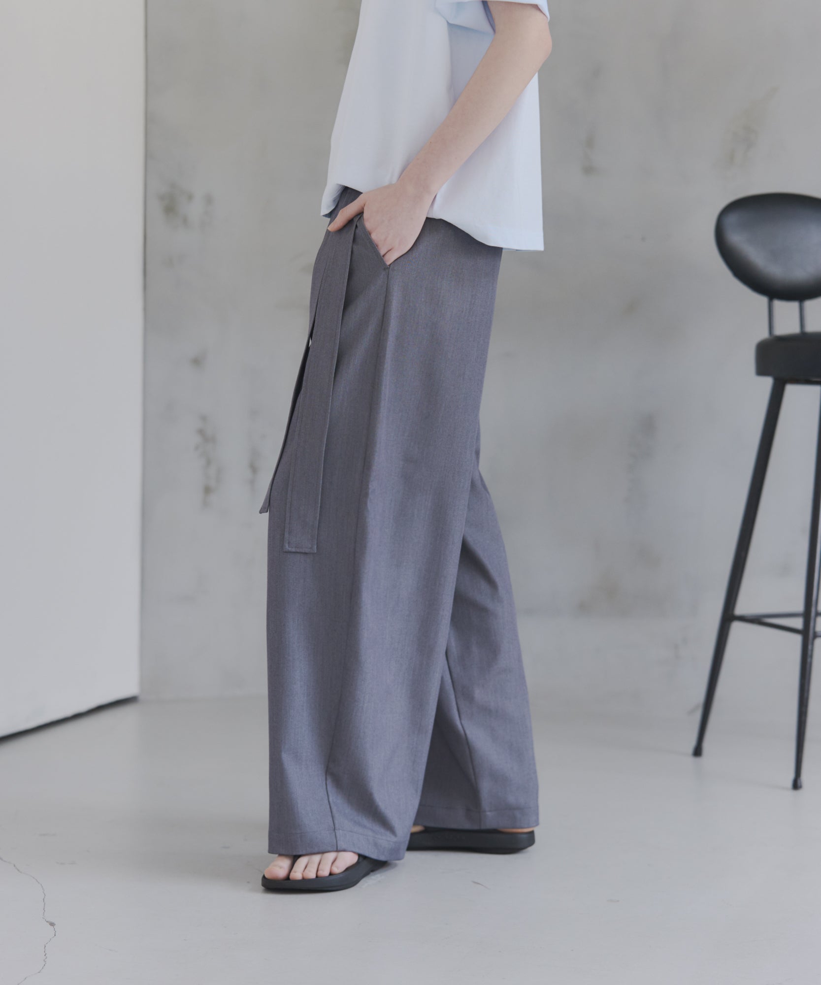 Belted Slacks Wide Pants / ベルト付きワイドパンツ