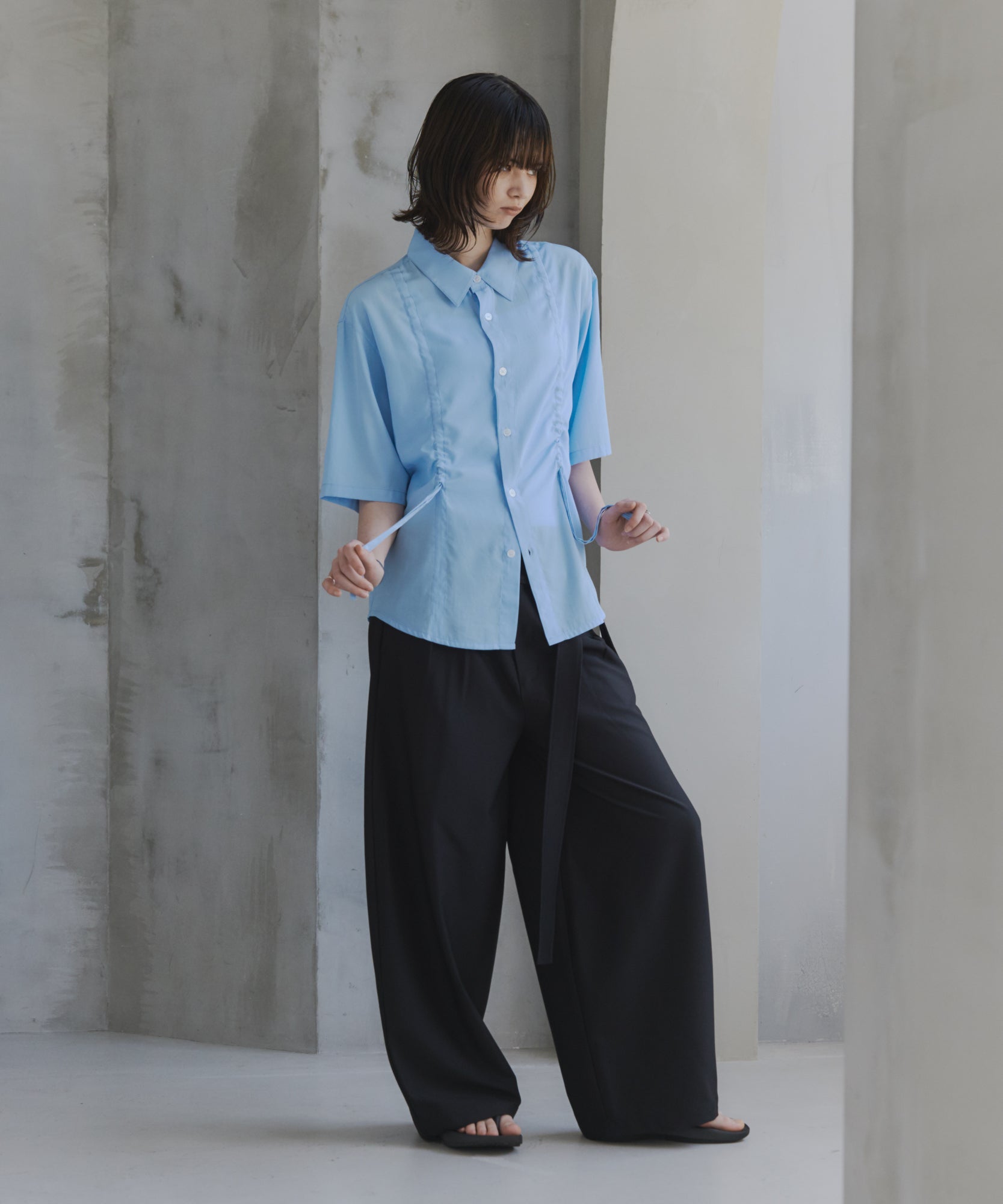 Gathered Short-Sleeve Shirt / ギャザー入り半袖シャツ